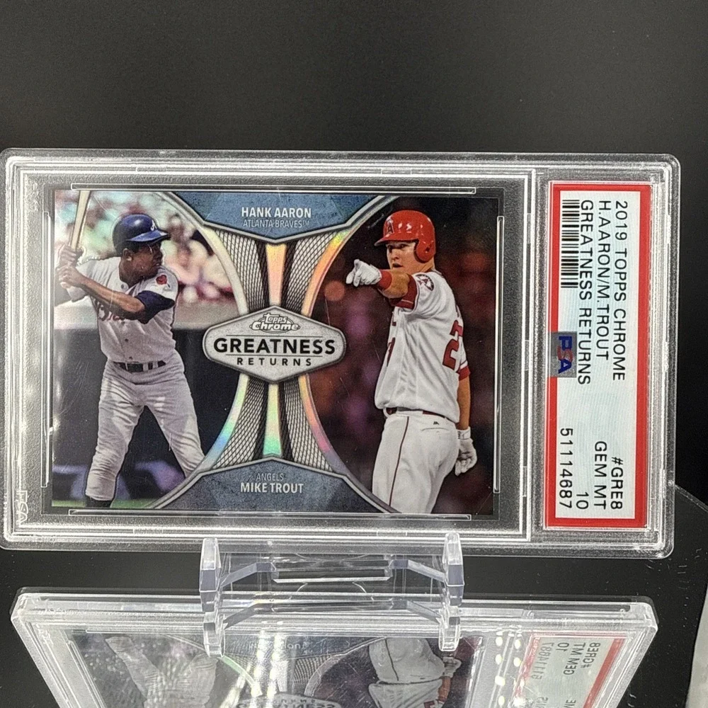 2019 Topps Chrome Greatness Returns Hank Aaron Mike Trout PSA 10 GEM MINT